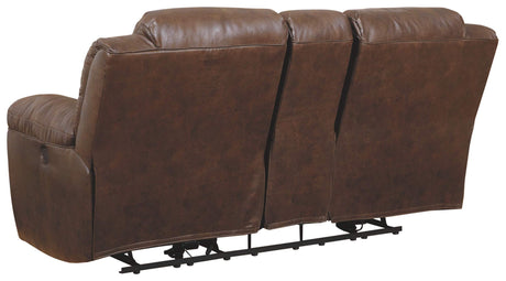 Stoneland Faux Leather Manual Double Reclining Loveseat with Center Console, Dark Brown