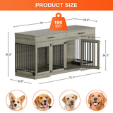 72" Double Dog Crate Furniture with Storage Drawers