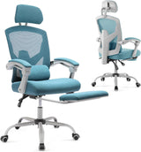 Ergonomic Office Chair with Wheels, Computer Desk Seat with Adjustable Headrest Lumbar Support