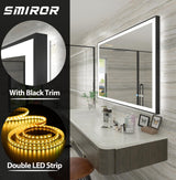 44x32 LED Bathroom Mirrors with Black Trim Wall Mounted, Lighted Vanity Mirrors