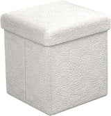 Teddy Fabric Storage Ottoman - 15 Inch Foldable Ottoman Cube - Multipurpose Cozy Ottomas