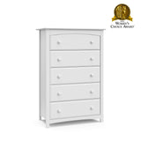 Kenton 5 Drawer Dresser (White) for Kids Bedroom, Nursery Dresser Organizer