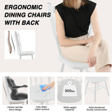 White Windsor Dining Chairs Set of 6 - Solid Wood Spindle Back