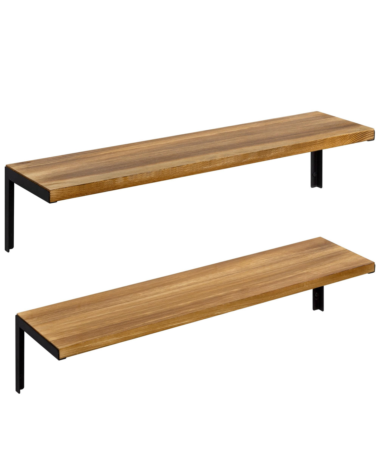 Wood Shelves for Wall, 24 Inch Rustic Floating Shelf with L Brackets for Bedroom Living