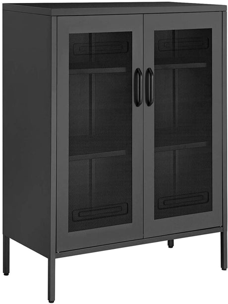 Metal Storage Cabinet with Mesh Doors, Steel Display Cabinets with Adjustable Shelves