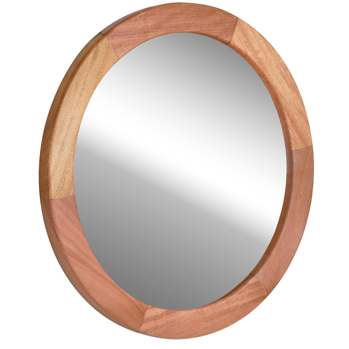 Mirrors 30 Inch,Wood Vanity Wall Rustic Mirror with Walnut Frame, Wooden Circle