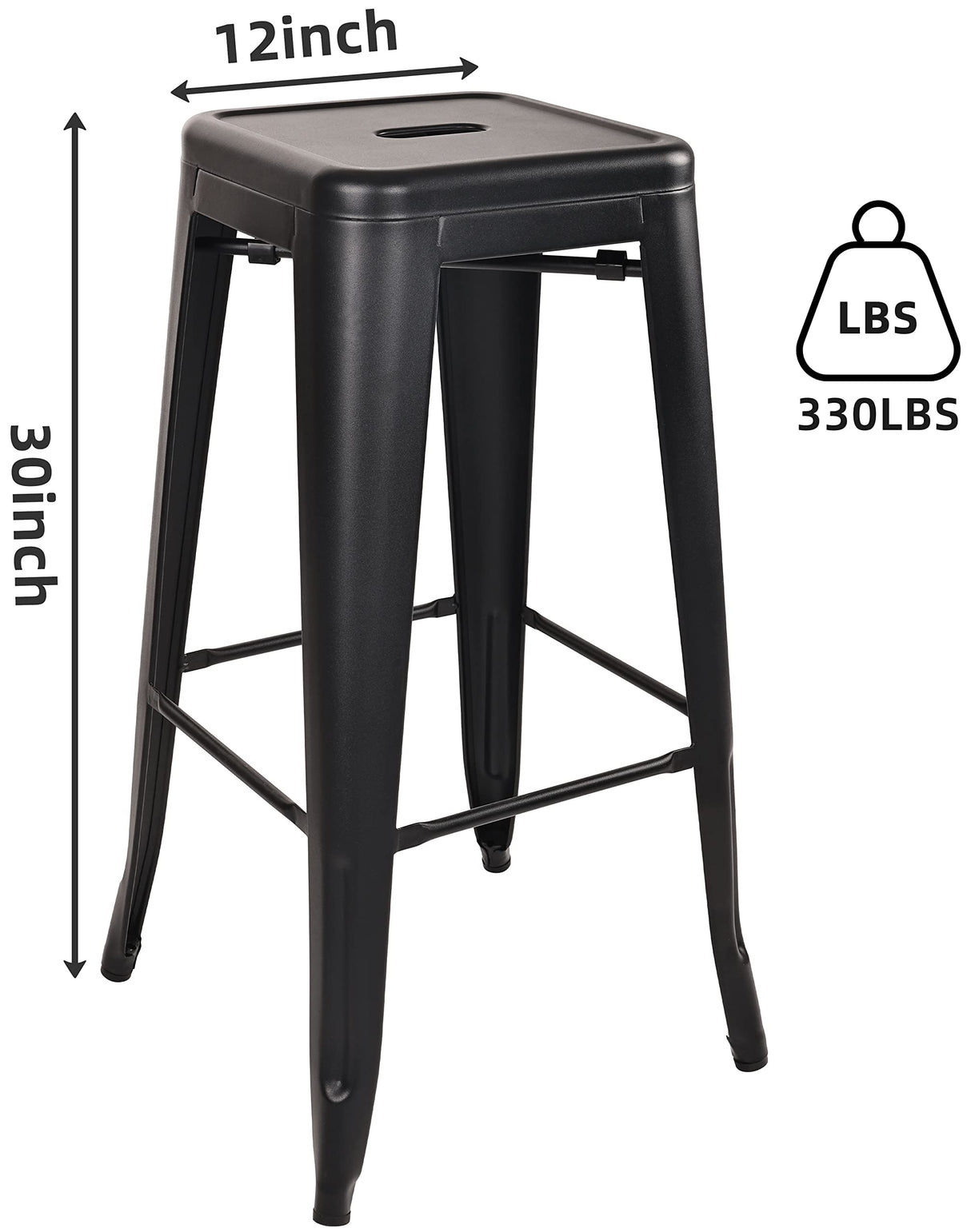 30 Inches Metal Bar Stools High Backless Stools Indoor Outdoor Stackable Kitchen Stools