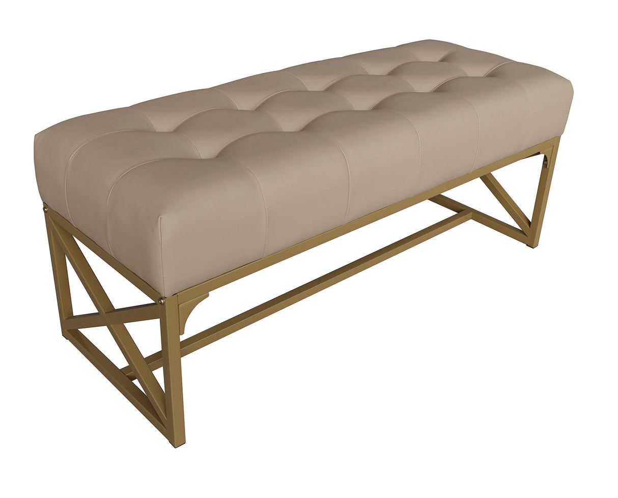 Modern Faux Leather Bench, 40.2 Inches, Gold