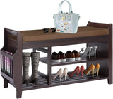 Shoe Rack Bench Entryway, Bamboo Shoe Bench with Removable Cushion