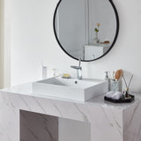 24"X19" Rectangle Vessel Sink with Faucet Hole,Matte White Bathroom