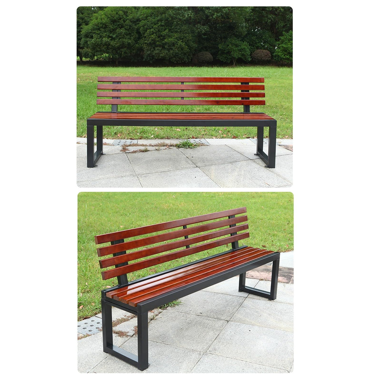 Wooden Garden Bench, Outdoor Bench, Leisure Seat with Backrest, Chair Back