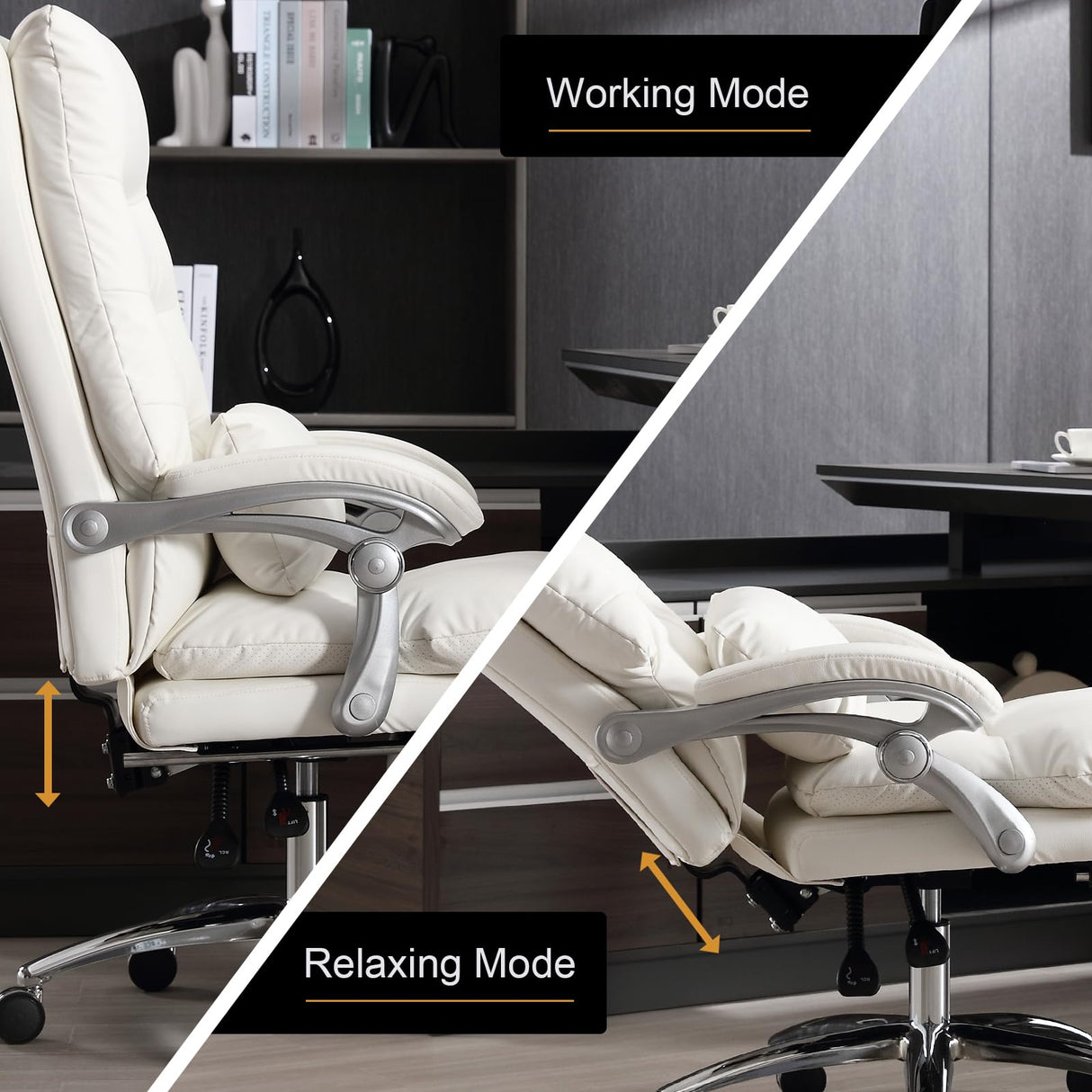 Office Chair with Foot Rest - High Back Executive Chair with Padded Linkage Armrests,