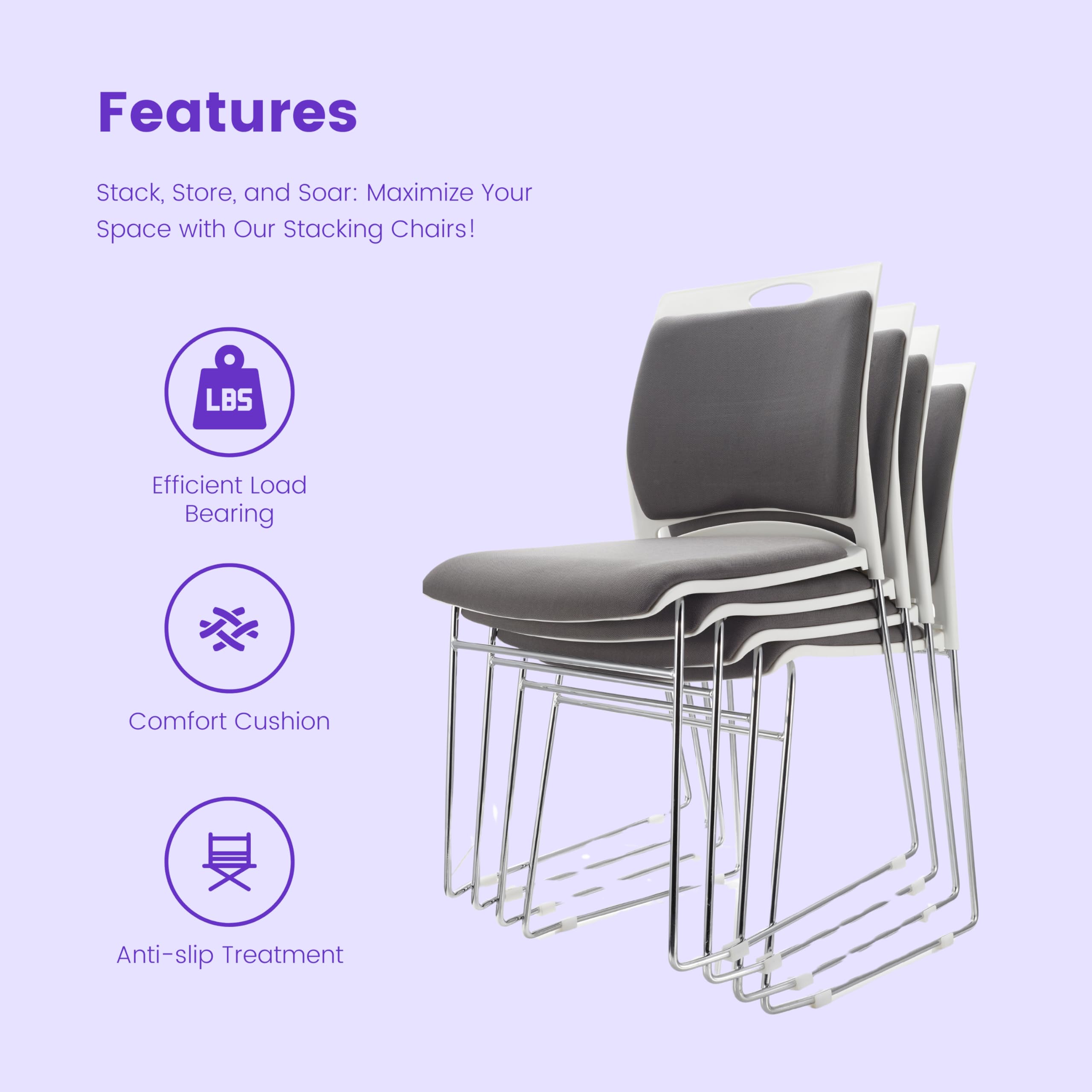 20 Pack Stacking Chairs 1102LB Capacity Home Office Guest Chair Set with Sled Base