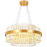 Modern Crystal Chandelier Gold, LED 3-Color Change Pendant Lights Fixture