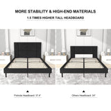 Queen Bed Frame, Velvet Upholstered Bed Frame Queen Size with Headboard, Mattress