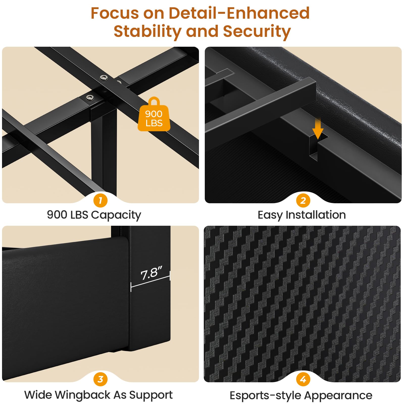 Queen Gaming Bed with RGB Lights & Storage