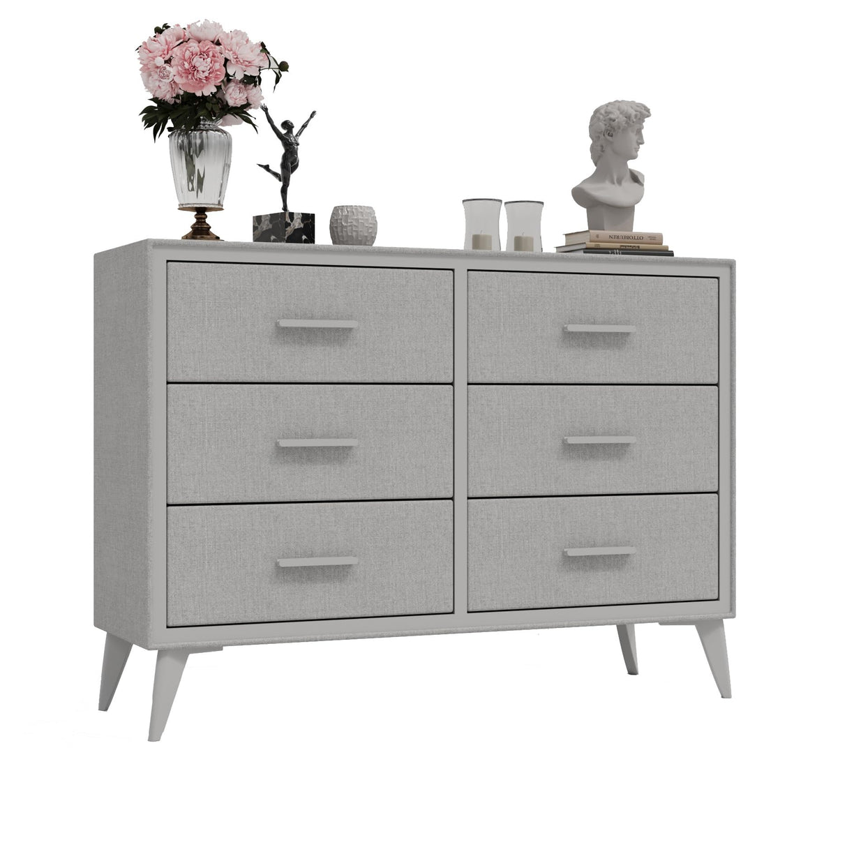 Dresser with 6 Drawers,Modern Style Wide Chest of Drawers for Bedroom