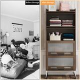 Wooden Storage Cabinet with 4 Drawers, Freestanding Bathroom Cabinets with Acrylic