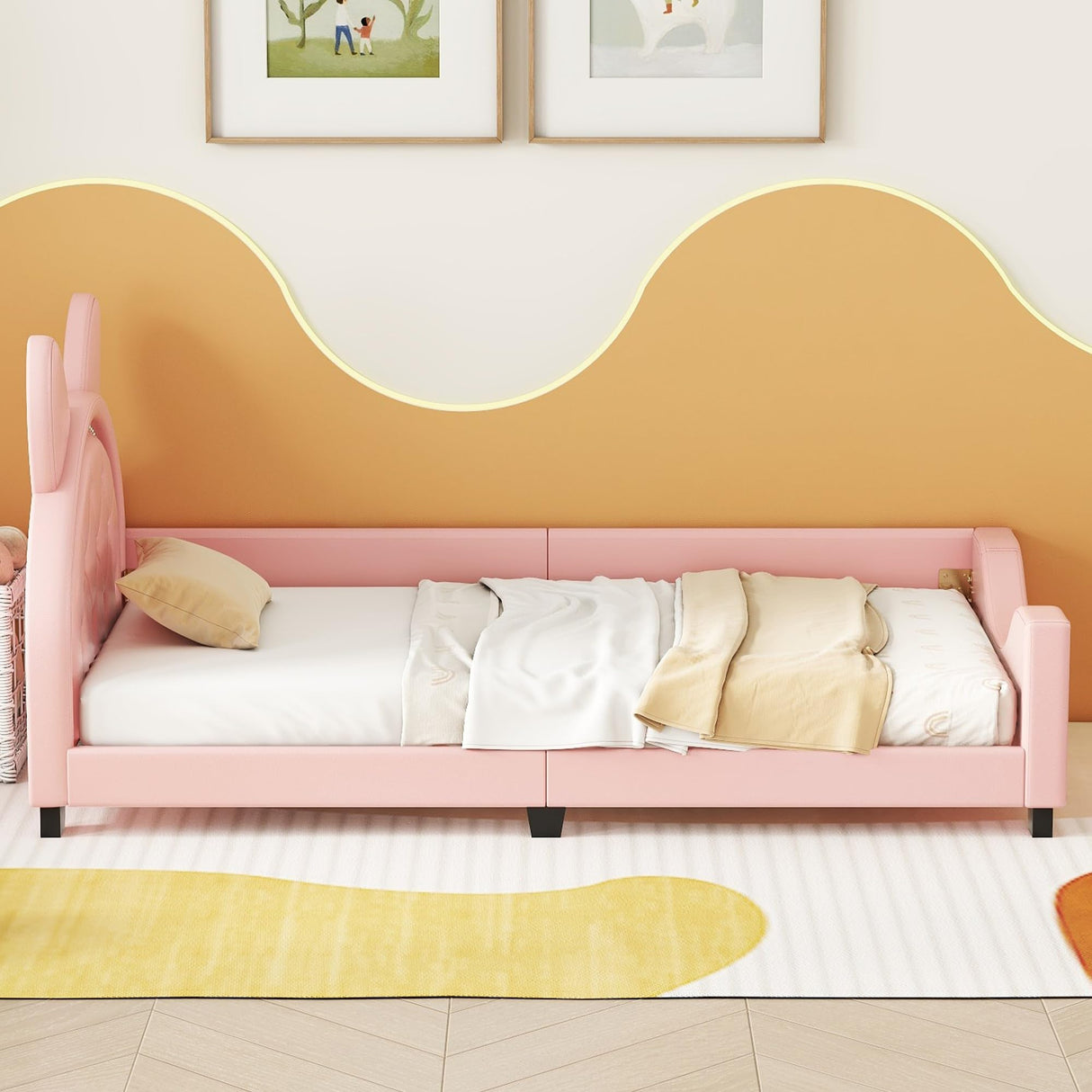 Frame with Headboard and Footboard, Kids Day Bed/Girls Bed Twin Size, Twin Size Daybed