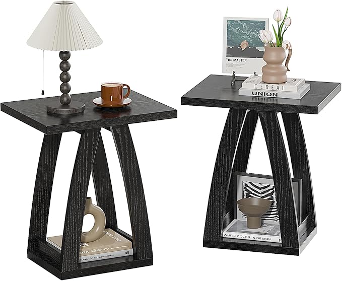 Side Table, Nightstand, Sofa Side Table with Shelf, Modern End Table for Living Room,