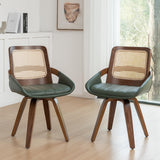 Set of 2 Swivel Cane Dining Chairs - Mid Century Modern Dining Chairs