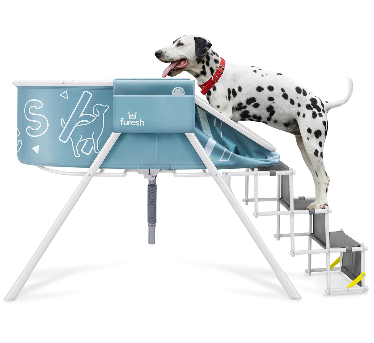 Elevated Dog Bath Tub with Stairs - Portable Foldable Wash Station for Medium to Large Dogs