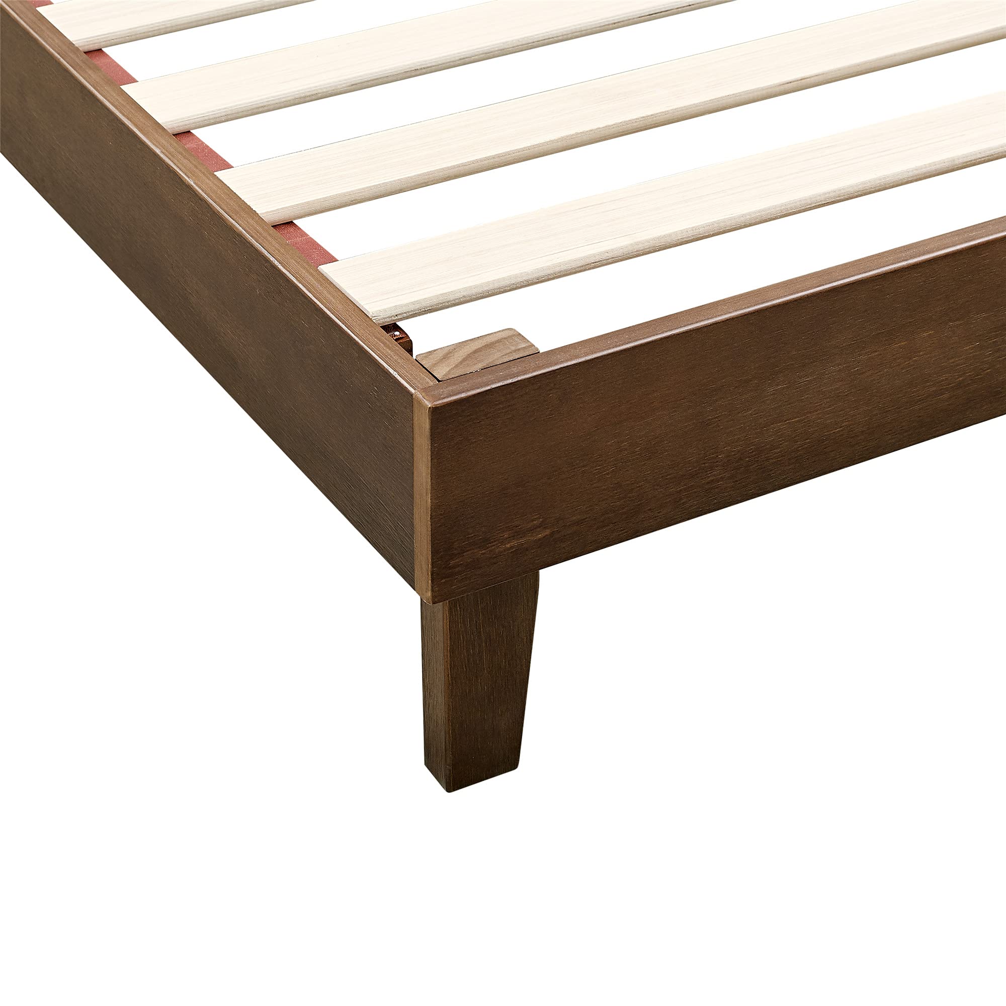 MUSEHOMEINC Queen Size Solid Wood Platform Bed,Mid-Century Modern Bed Frame with Adjustable Height Headboard,Wooden Slat Support,No Box Spring Needed, Easy Assembly (King)