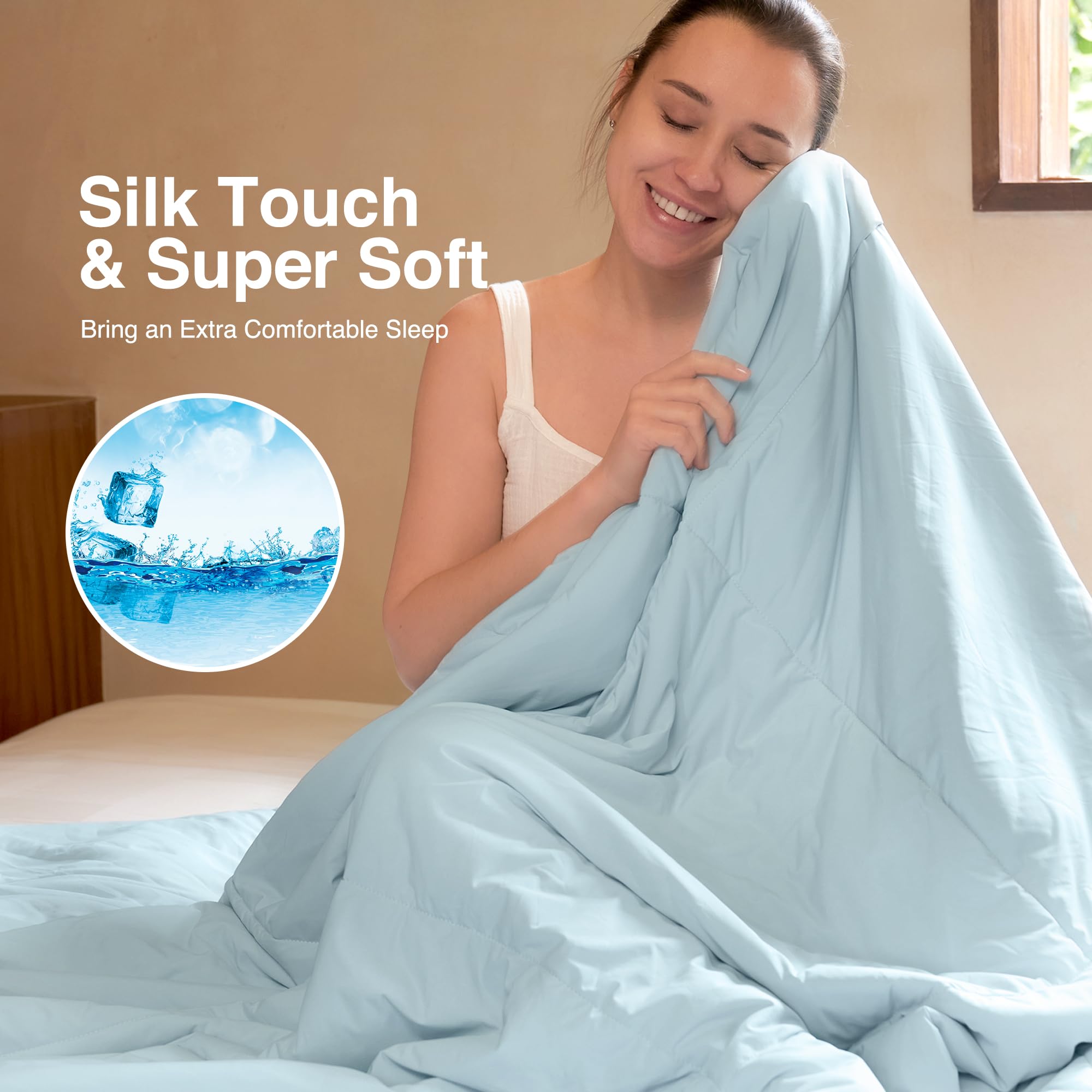Cooling Comforter King Size, Cooling Blankets for Hot Sleepers and Night Sweats, Blue