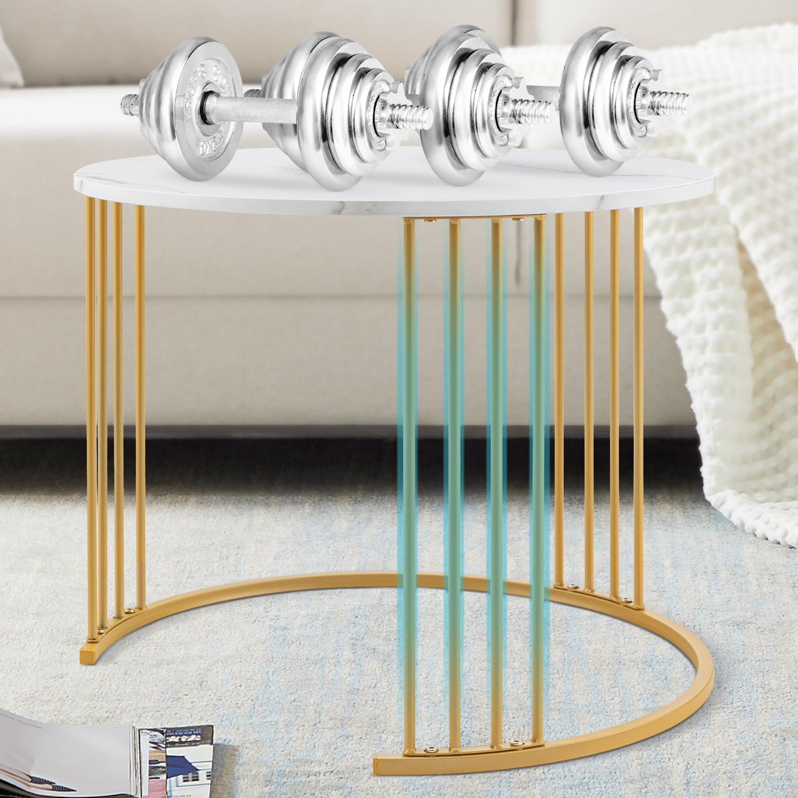Nesting Coffee Table Set of 2, Round Table, Morden End Side Table Night Stand