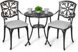Bistro Set 3 Piece Outdoor All Weather Cast Aluminum Patio Bistro Set Patio Table and Chairs Set of 2