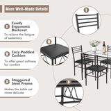 5 Pieces Dining Set 4 Person Home Kitchen Glass Top Table and Chairs Breakfast