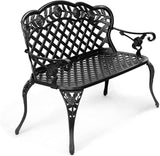 42.5" Patio Garden Bench Outdoor Metal Rose Loveseat