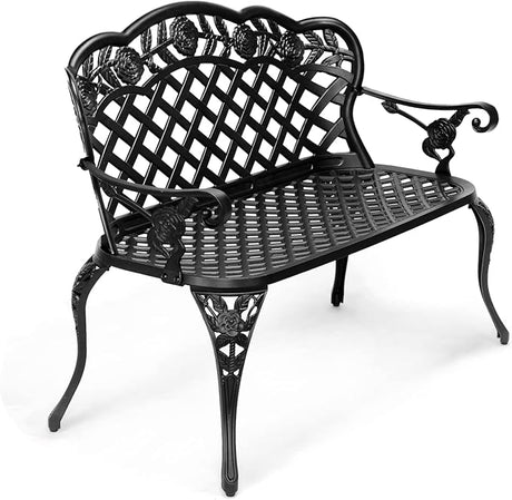 42.5" Patio Garden Bench Outdoor Metal Rose Loveseat