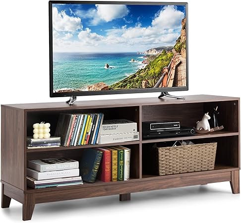 Wood TV Stand for TVs to 55, 65 Inch Flat Screen, Home Living Room Storage Console,