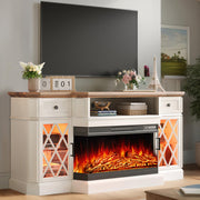 70" Farmhouse Fireplace TV Stand with LED Lights