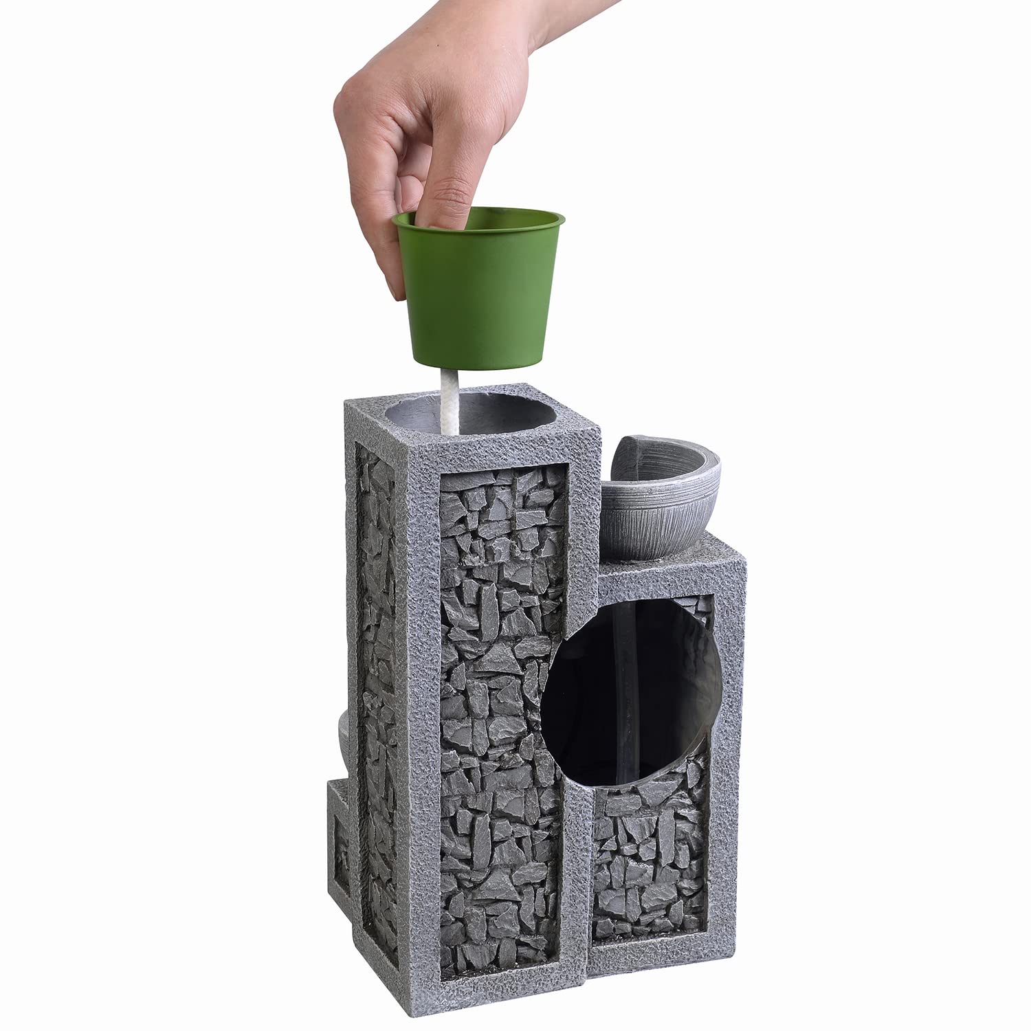 Décor Relaxation Indoor Waterfall Exquisite 3-Bowl Fountains Soothing Sound Tabletop Fountains