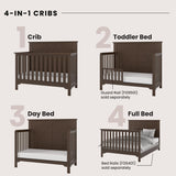 Woodland 4-in-1 Convertible Crib, Baby Crib Converts to Day Bed, Toddler Bed and Full Size Bed,