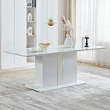 Extendable Gloss Dining Table, 63"-80.7" Adjustable Rectangular Dining Room Table