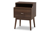 Studio Sharon Mid-Century Modern Walnut Brown Finished Nightstand