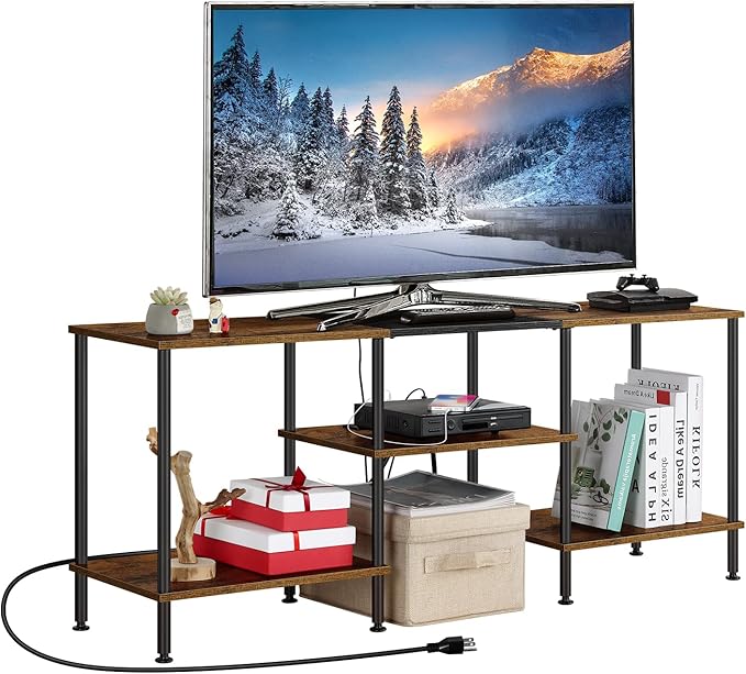 Black Bedroom TV Stand with Storage Cabinet up to 50 inch TV