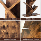 Tree Bookshelf, 9-Shelf Floor Standing Bookcase, Space Saving CDs/Albums/Books Holder for Living Room, Home Office, Book Organizer w/Anti-toppling Device (Rustic Brown)