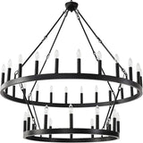 70 Inch Extra Large Wagon Wheel Chandelier 2 Tier 64-Lights Black Farmhouse Pendant