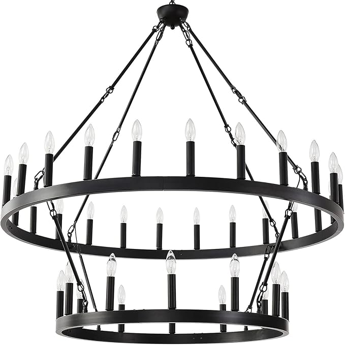48 Inch Large Black Wagon Wheel Chandelier
