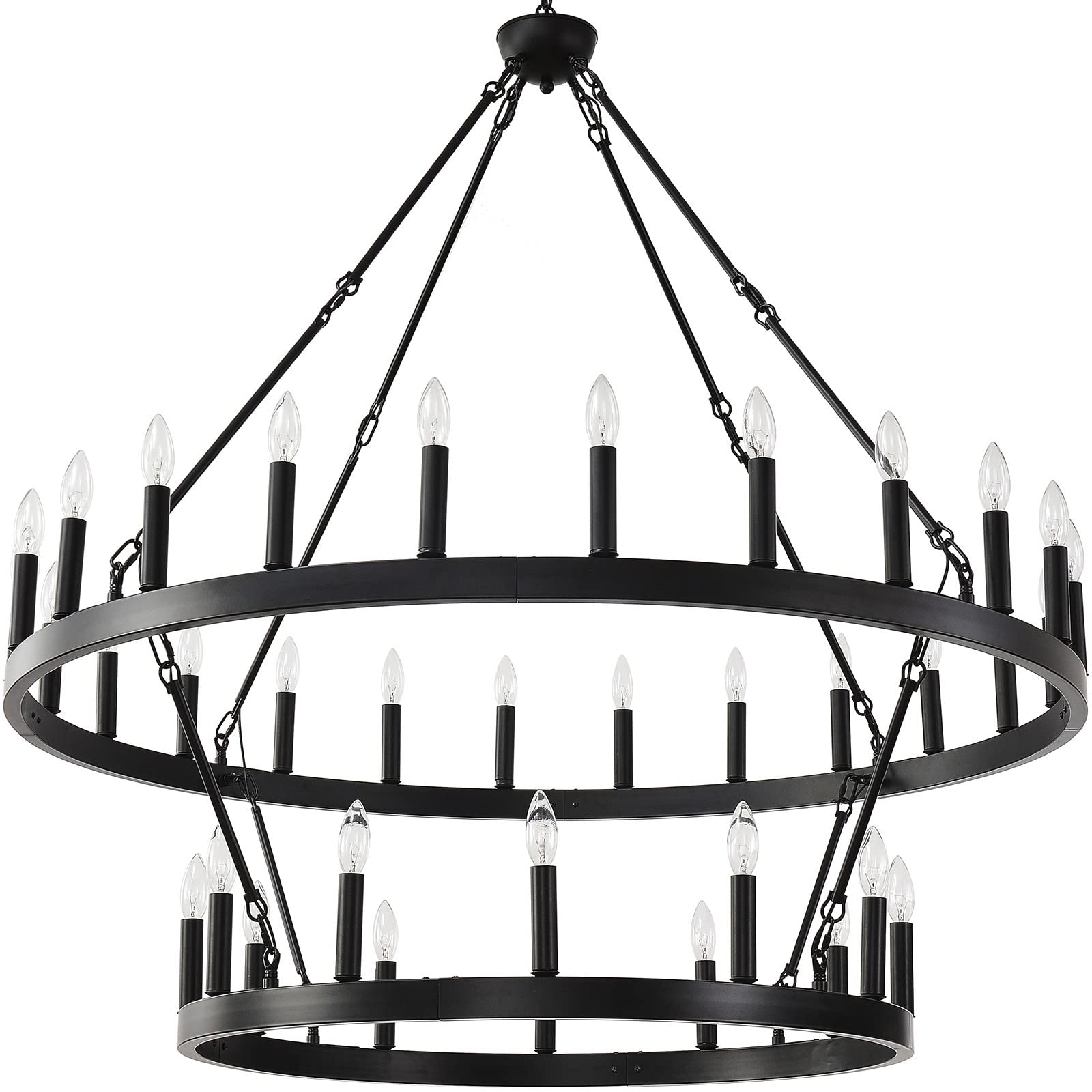 48 Inch Large Black Wagon Wheel Chandelier