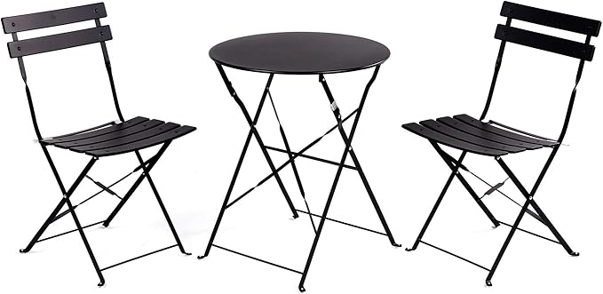 Premium Frame Patio Bistro Set, Folding Outdoor Patio Furniture Sets