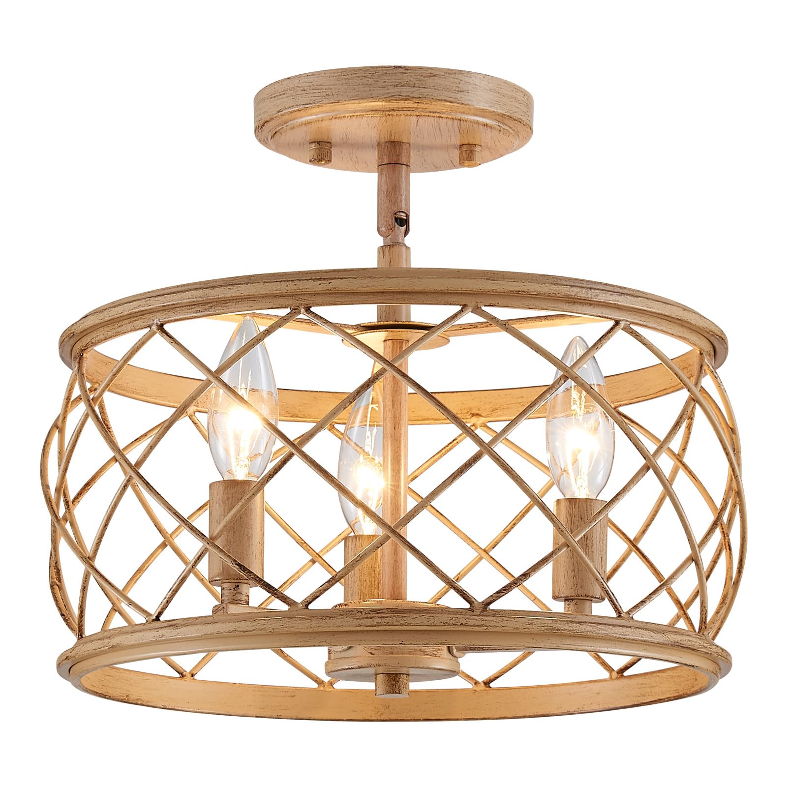 Flush Mount Ceiling Light, 12.8 Inch Drum Light Fixtures Ceiling Mount