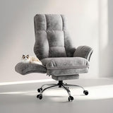 Big and Tall Office Chair with Footrest - Teddy Fleece Executive Desk Chair