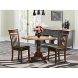 East West Furniture DLCA3-MAH-LC Dublin 3 Piece Set Contains a Round Dining Table with Dropleaf and 2 Faux Leather Kitchen Room Chairs, 42x42 Inch, Mahogany