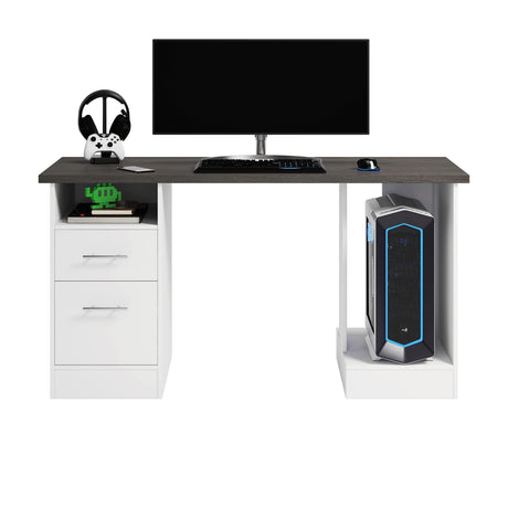 Miscellaneous Office Gaming Desk, L: 59.06" x W: 23.47" x H: 29.96", White finish