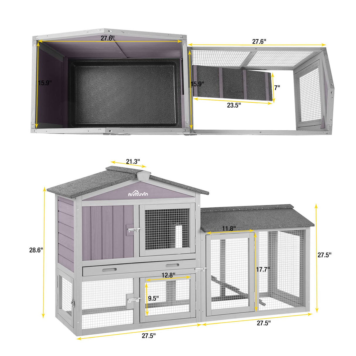 Chicken Coop for 2 Chickens, Wooden Duck House Outdoor Hen House Poultry Quail